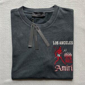Amiri Men's  Relaxed Fit Cotton Gray T-shirt Size: 2XL